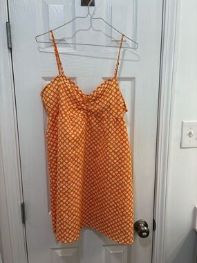H&M Divided Orange Floral-Print Spaghetti Strap Mini Dress